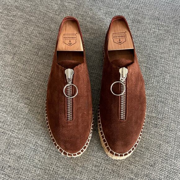 NWOT Alexander Wang Devon Brown Suede Espadrilles US 8 EU 38  Platform Zip Shoes - Picture 7 of 16